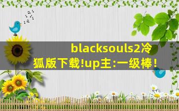 blacksouls2冷狐版下载!up主:一级棒！