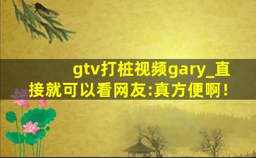 gtv打桩视频gary_直接就可以看网友:真方便啊！
