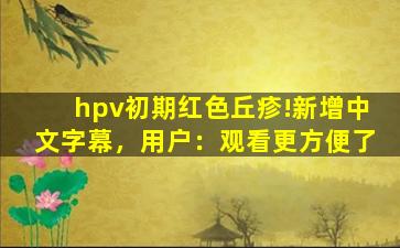 hpv初期红色丘疹!新增中文字幕，用户：观看更方便了