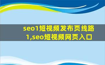 seo1短视频发布页线路1,seo短视频网页入口