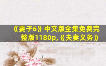 《妻子6》中文版全集免费完整版1180p,《夫妻义务》