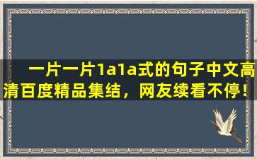 一片一片1a1a式的句子中文高清百度精品集结，网友续看不停！