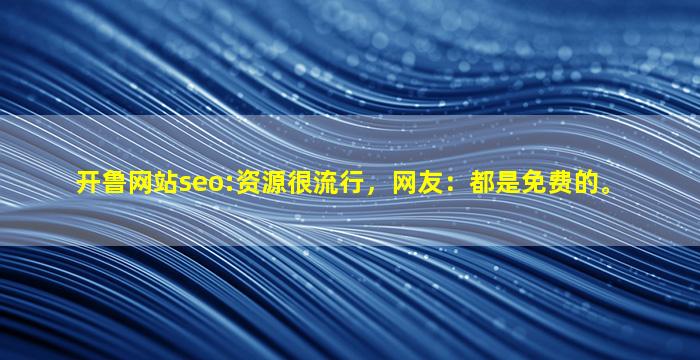 开鲁网站seo:资源很流行，网友：都是免费的。